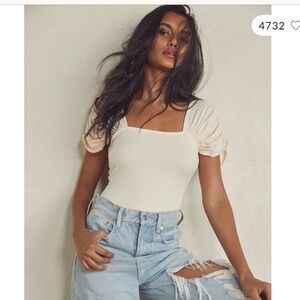 Free People Front Row White Bodysuit